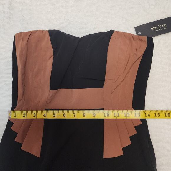 NWT Ark & Co Art Deco Strapless Bodycon Brown Black Sexy Cocktail Dress, Small - Picture 5 of 9